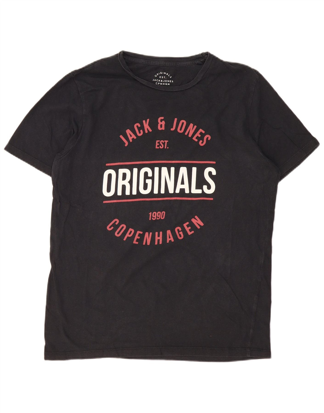 JACK & JONES Hombre Originals Graphic Camiseta Top XL Algodón Negro