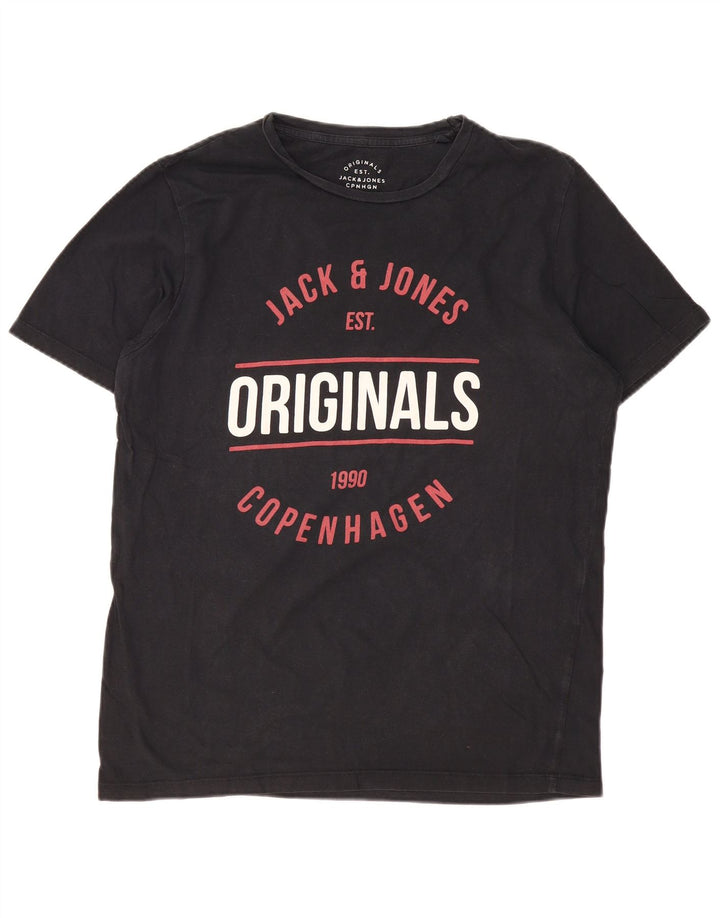 JACK & JONES Hombre Originals Graphic Camiseta Top XL Algodón Negro