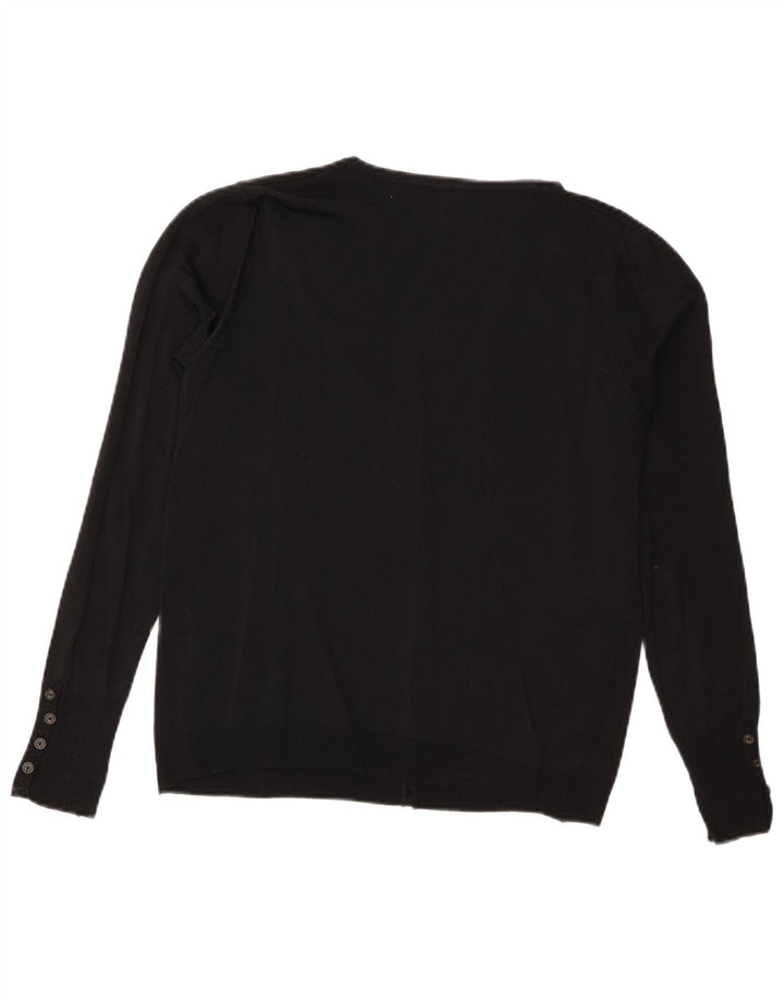 Zara Mujer Basic Crop Cardigan Top UK 44 Large Viscosa Negra