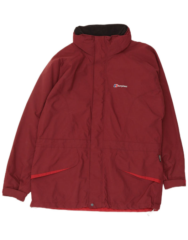 Berghaus Chaqueta impermeable extragrande con capucha para mujer UK 46 Large Nylon burdeos
