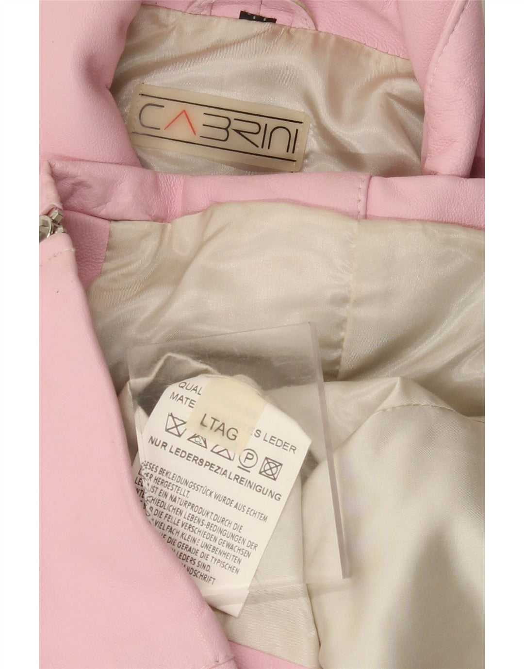 CABRINI Chaqueta de cuero para mujer UK 46 Cuero rosa grande
