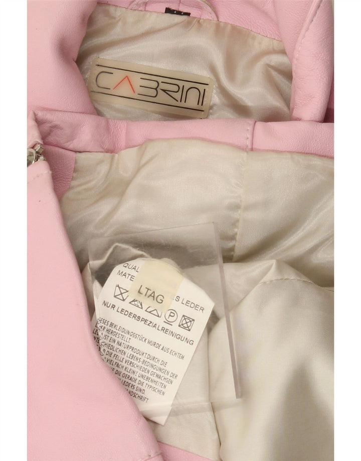 CABRINI Chaqueta de cuero para mujer UK 46 Cuero rosa grande