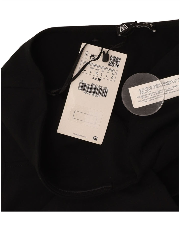 ZARA Vestido Sin Tirantes Mujer UK 44 Grande Poliéster Negro