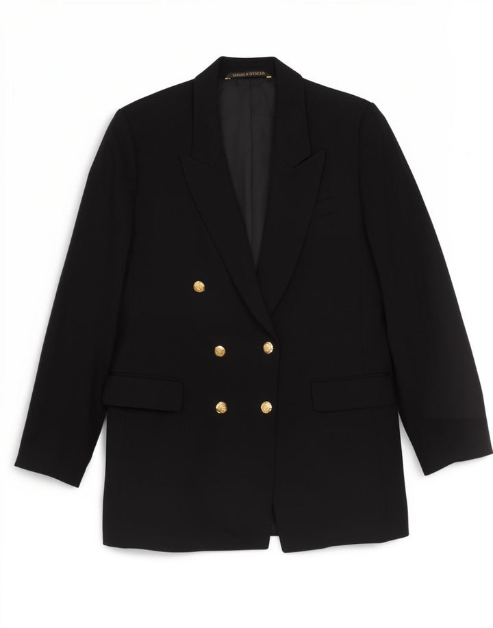 Marks & Spencer Chaqueta tipo blazer con doble botonadura para mujer Talla 14 Lana nueva negra