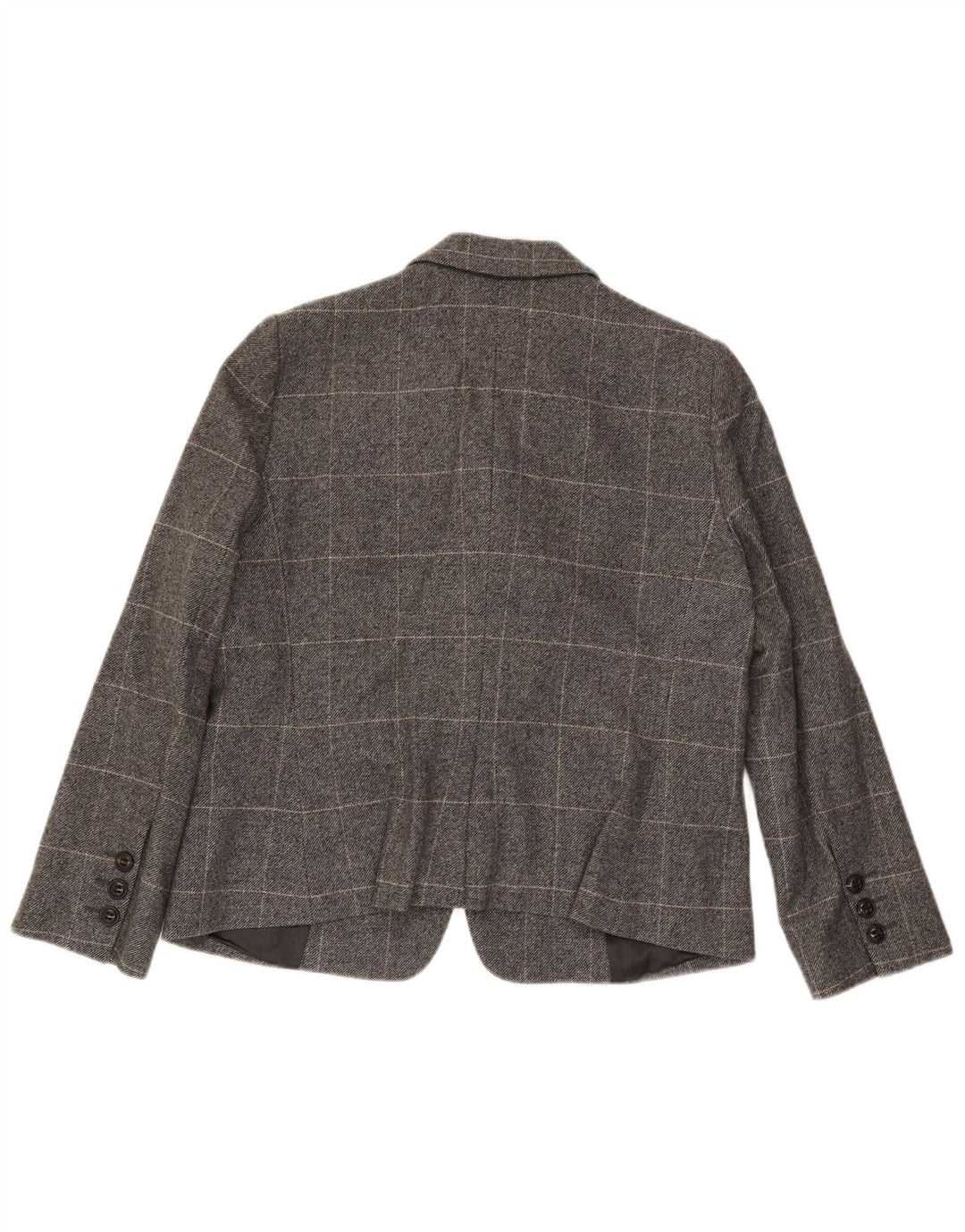 Armani Collezioni Chaqueta Blazer de 3 Botones para Mujer IT 50 XL Lana a Cuadros Gris