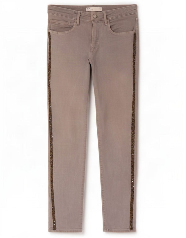 Zara Jeans Slim para Mujer EU 42 Large W32 L26 Algodón Gris