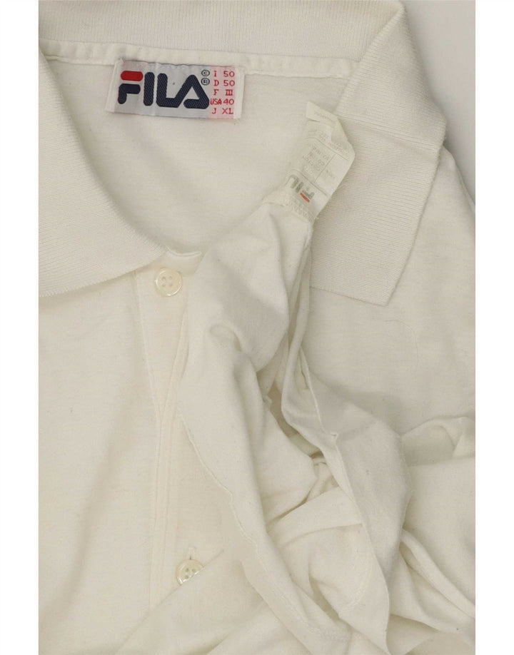 Fila Polo gráfico para hombre IT 50 Medium White Colourblock Cotton