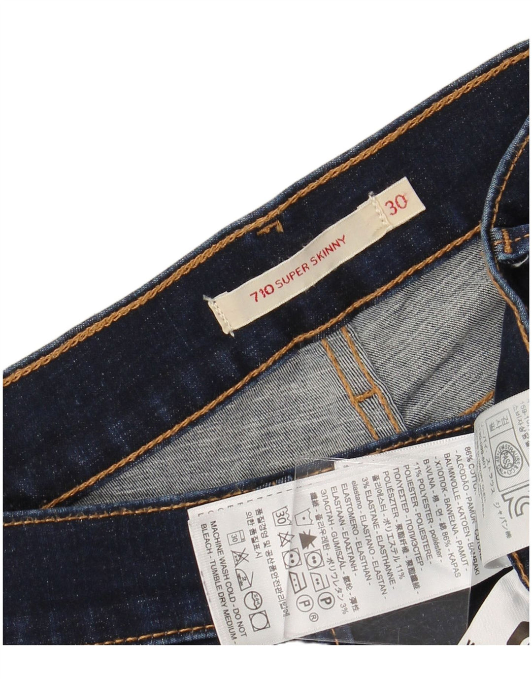 LEVI'S Jeans Super Skinny 710 para Mujer W30 L32 Algodón Azul Marino