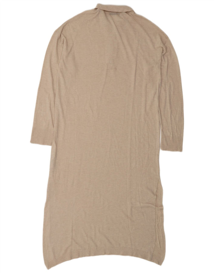 Zara Vestido Polo Extragrande De Manga Larga para Mujer UK 10 Small Beige Poliéster