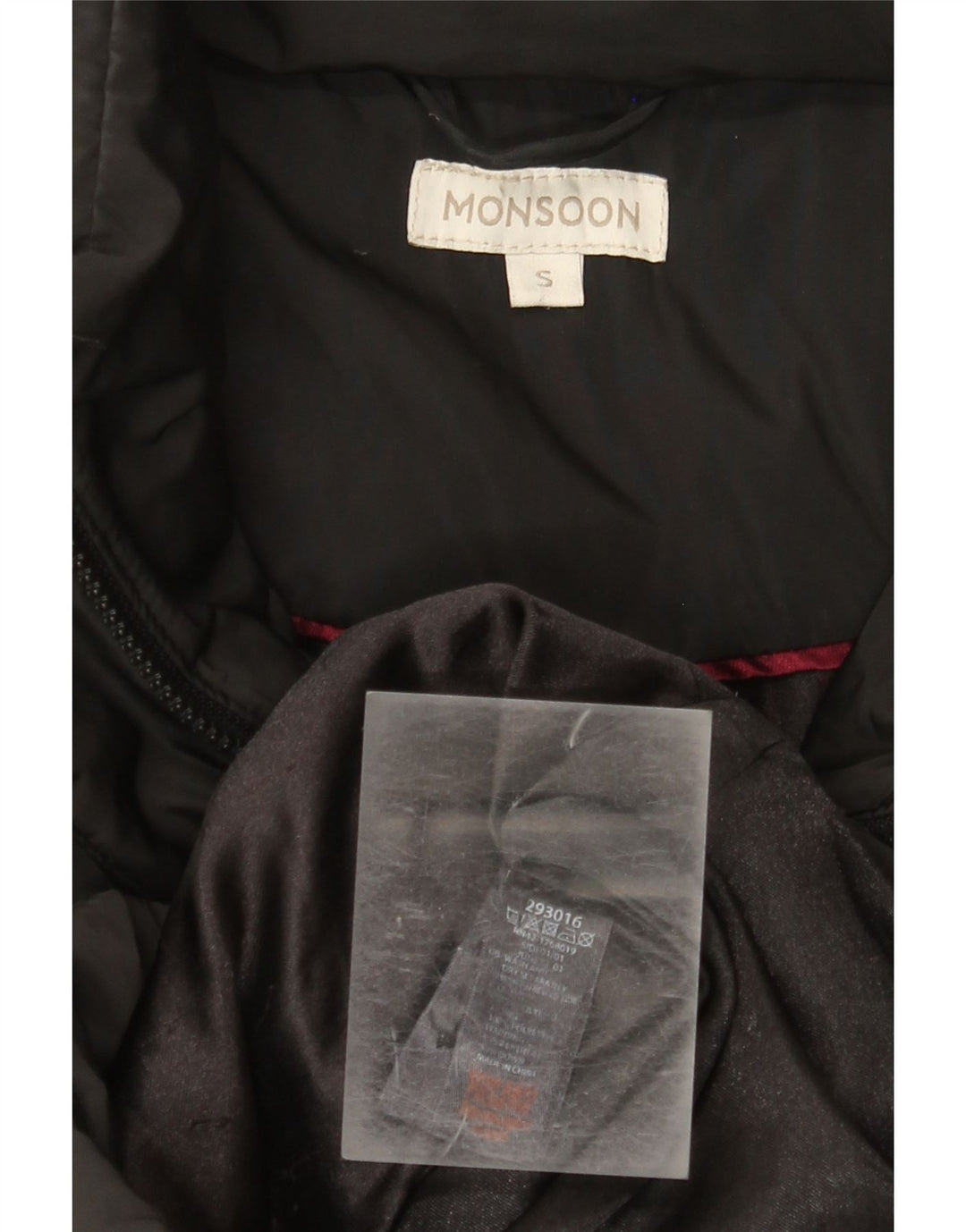 Monsoon Abrigo Largo Acolchado para Mujer UK 40 Small Poliéster Negro