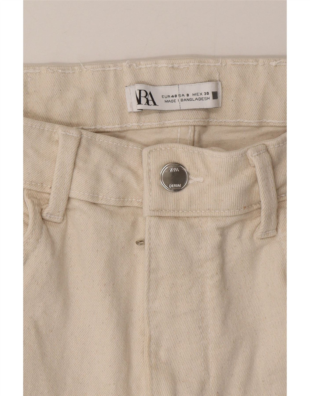 Zara Mujer Vaqueros Cropped EU 40 Mediano W30 L25 Algodón Beige