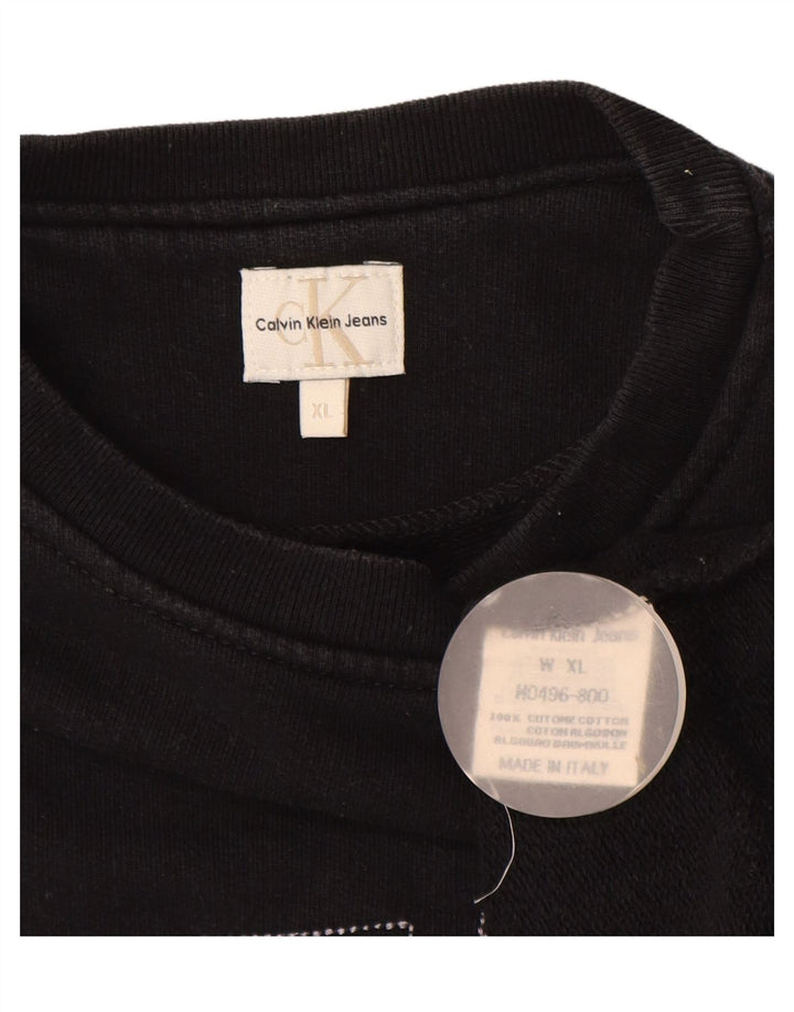 CALVIN KLEIN JEANS Sudadera gráfica para hombre Jumper XL Negro