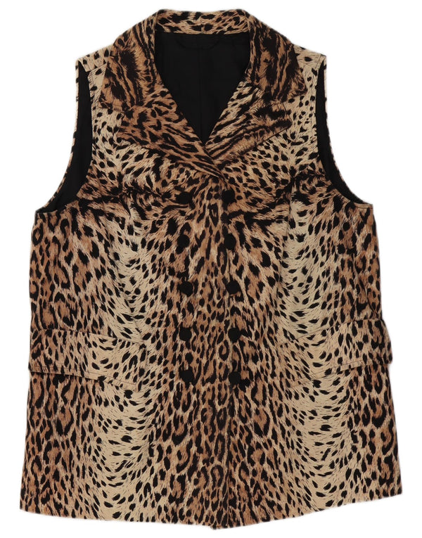 Vintage mujer chaqueta blazer de doble pecho Reino Unido 16 estampado animal marrón grande