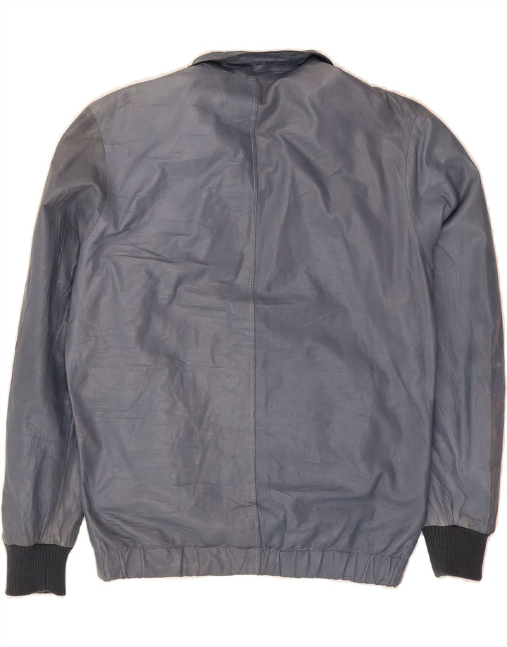 GF Mens Bomber Leather Jacket UK 36 Small Navy Blue Leather Vintage GF and Second-Hand GF from Messina Hembry 