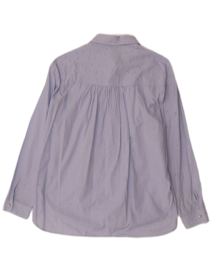 Zara Mujer Camisa UK 44 Azul Medio