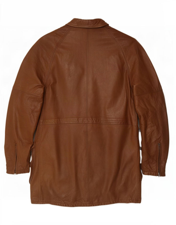 Abrigo de cuero vintage para mujer IT 50 XL Marrón