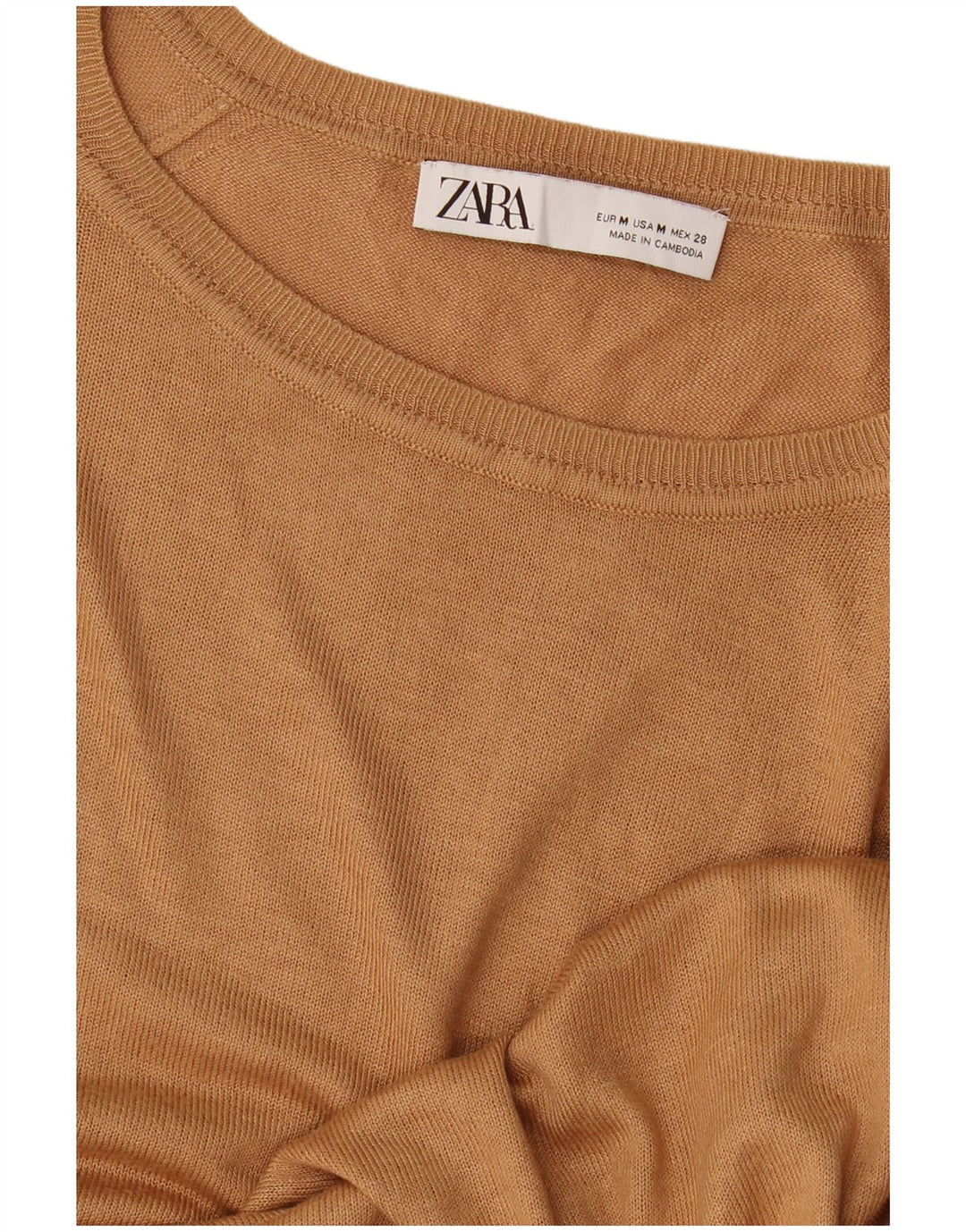 Zara - Jersey con cuello barco para mujer, talla 40, color beige medio
