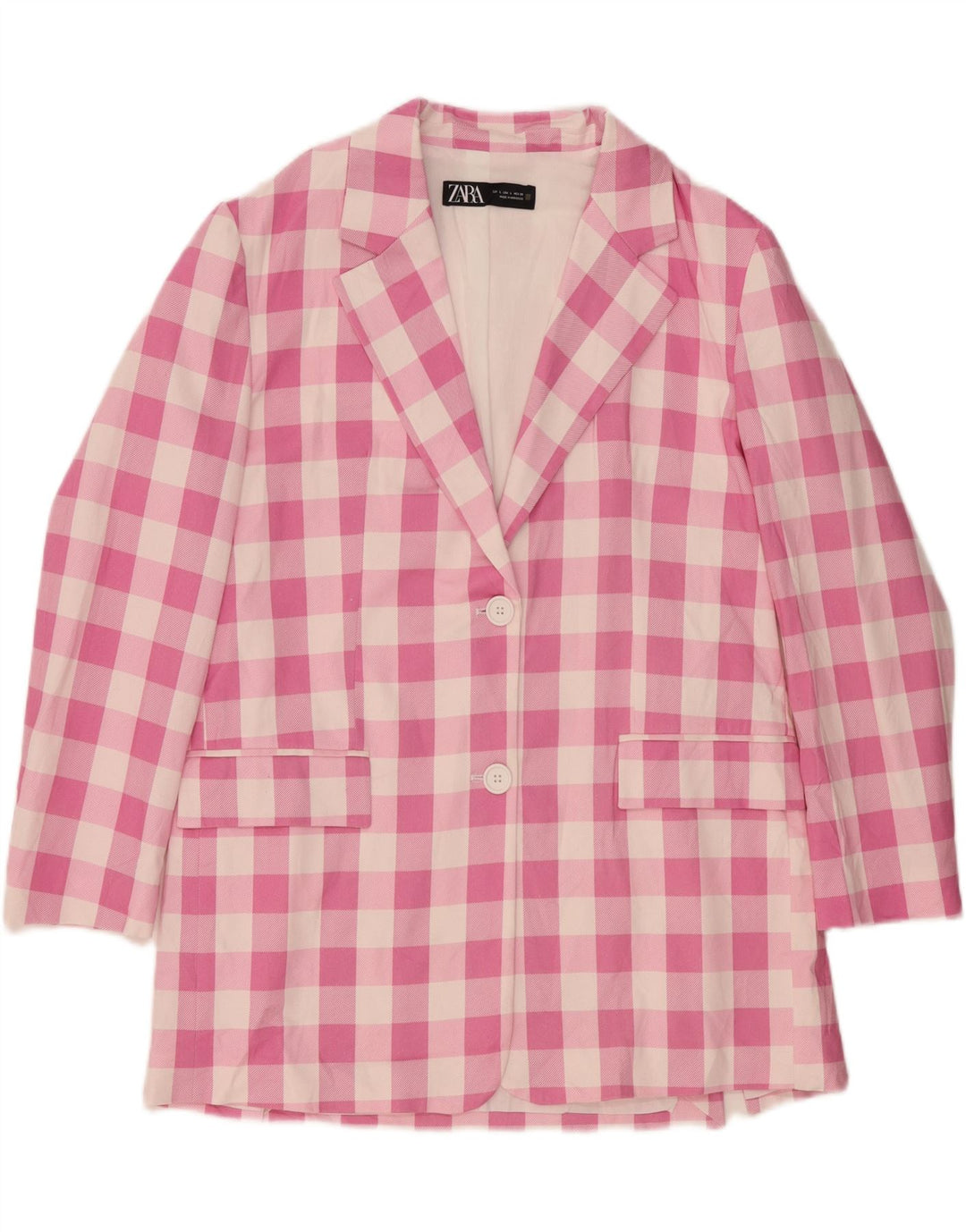 ZARA Chaqueta Blazer De 2 Botones Para Mujer UK 46 Large Pink Gingham