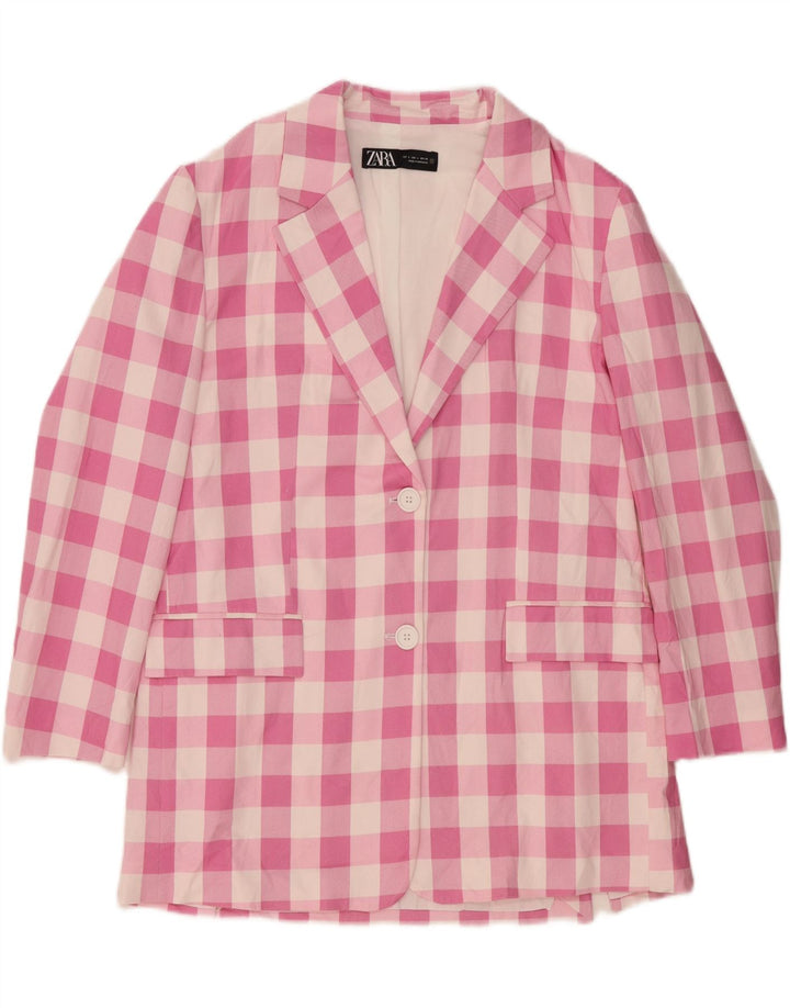 ZARA Chaqueta Blazer De 2 Botones Para Mujer UK 46 Large Pink Gingham