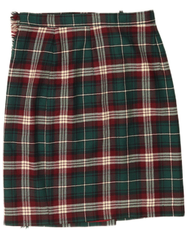Falda cruzada superior para mujer IT 42 Medium W28 Lana a cuadros verde