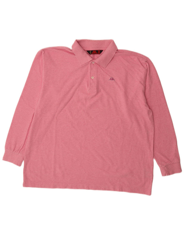 Kappa Polo de manga larga para hombre, ajuste regular, talla 2XL, algodón rosa