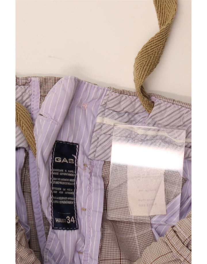 Pantalones cortos chinos Gas para hombre W34 Large Grey Check