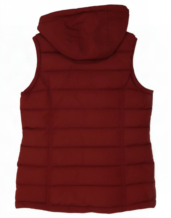 Crew Clothing Chaleco acolchado con capucha para mujer UK 10 Small Borgoña Poliéster