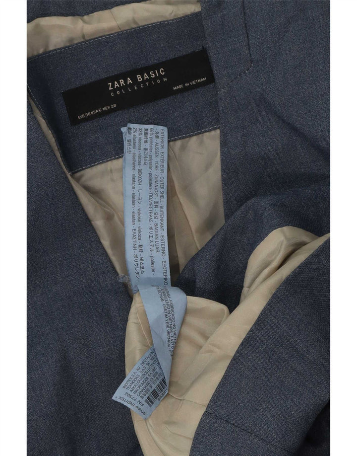 Zara Mujer Chaqueta Blazer De 1 Botón EU 38 Poliéster Azul Medio