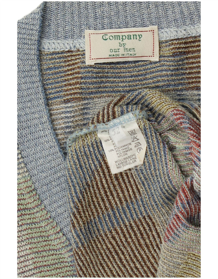 VINTAGE Hombre V-Cuello Jumper Suéter IT 52 Grande Multicolor Geométrico