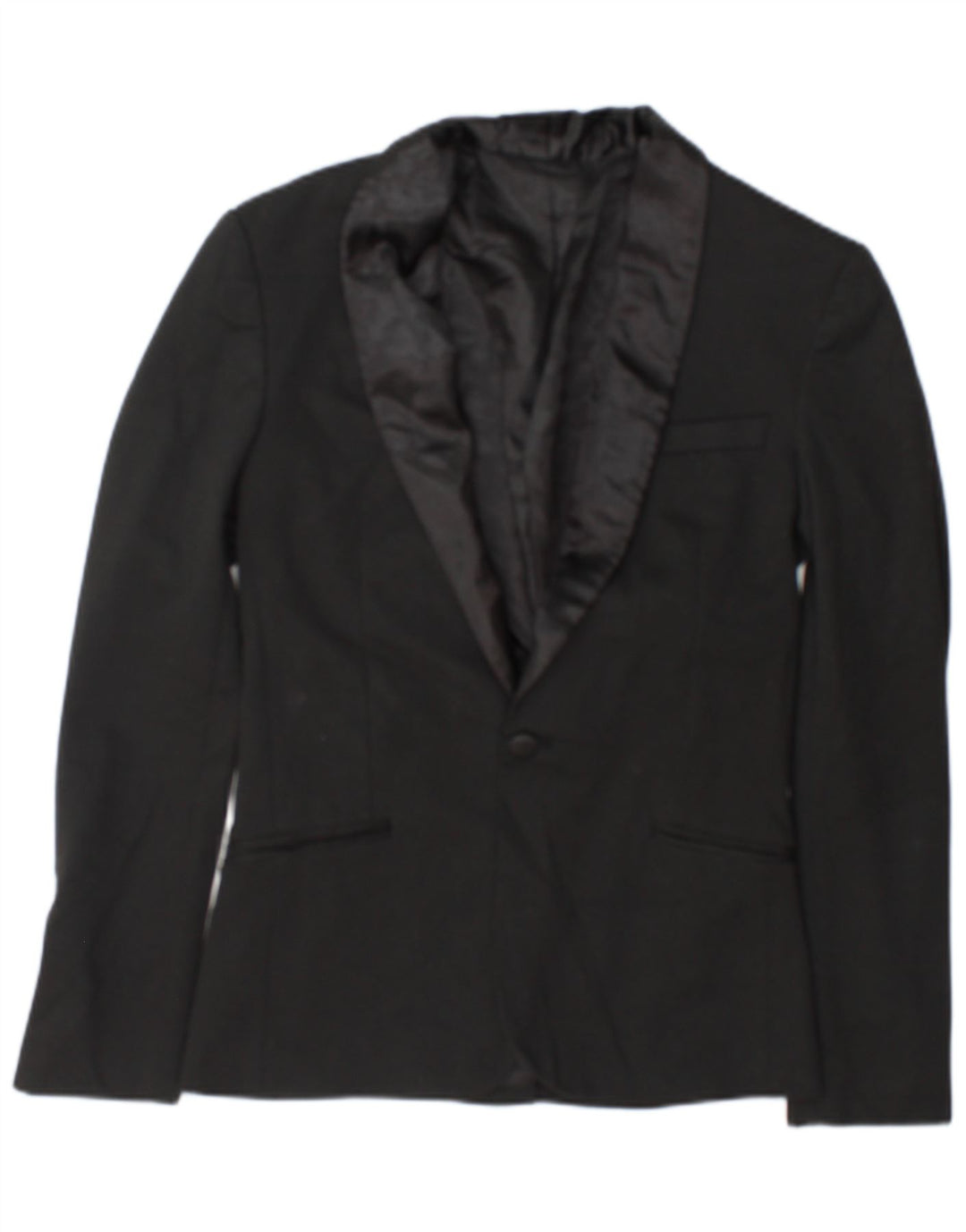Zara Chaqueta tipo blazer con 1 botón para hombre UK 36 Small Poliéster negro