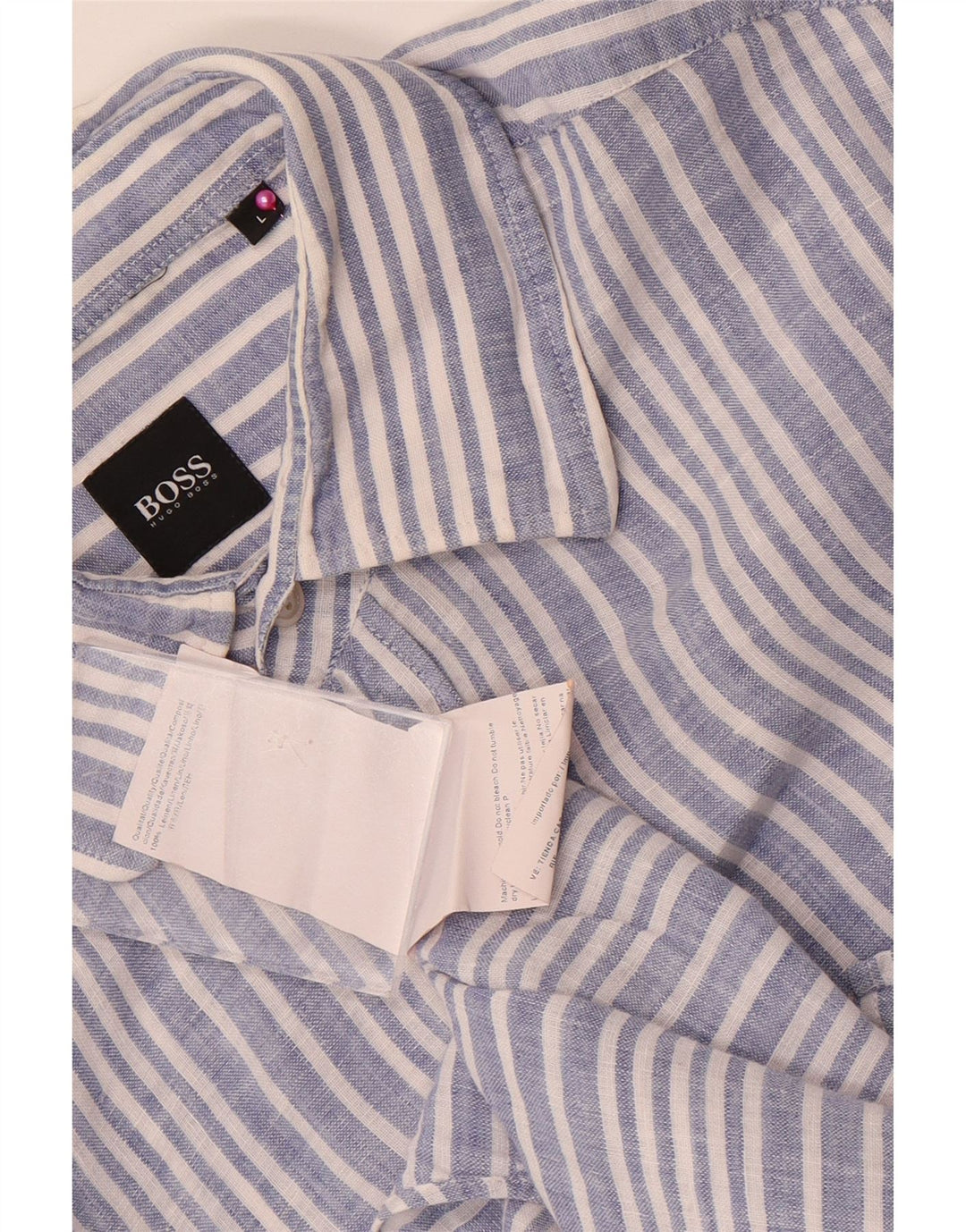 Camisa Hugo Boss Hombre Grande Lino Azul Rayas