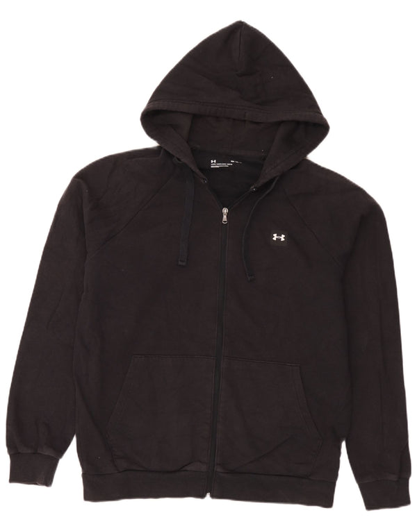Under Armour Sudadera con capucha y cremallera para hombre, talla mediana, algodón negro