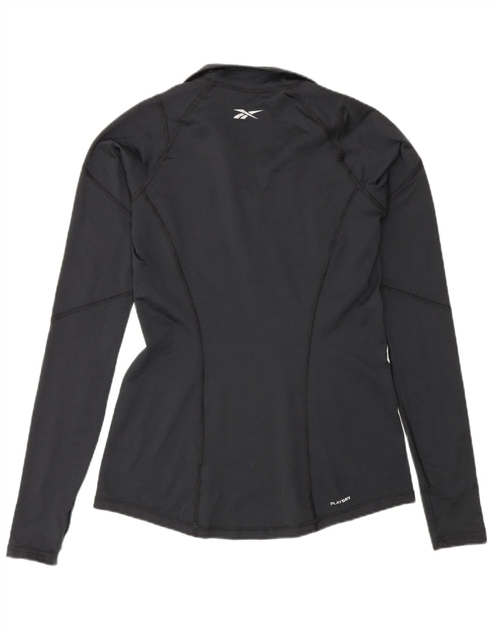 Reebok - Chándal con cremallera y cuello para mujer, talla M, poliéster negro
