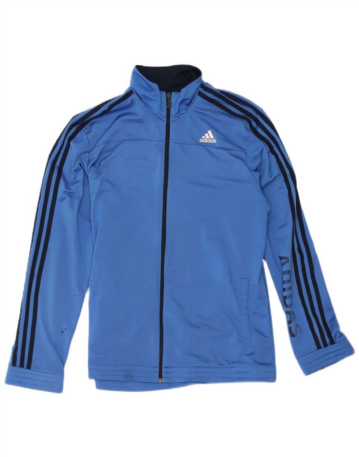 Adidas - Chaqueta de chándal gráfica para hombre, talla 44/46, poliéster azul grande