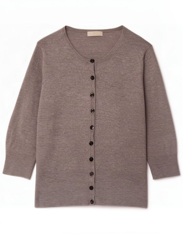 Marks & Spencer Suéter tipo cárdigan de manga 3/4 para mujer UK 46 Grande Gris