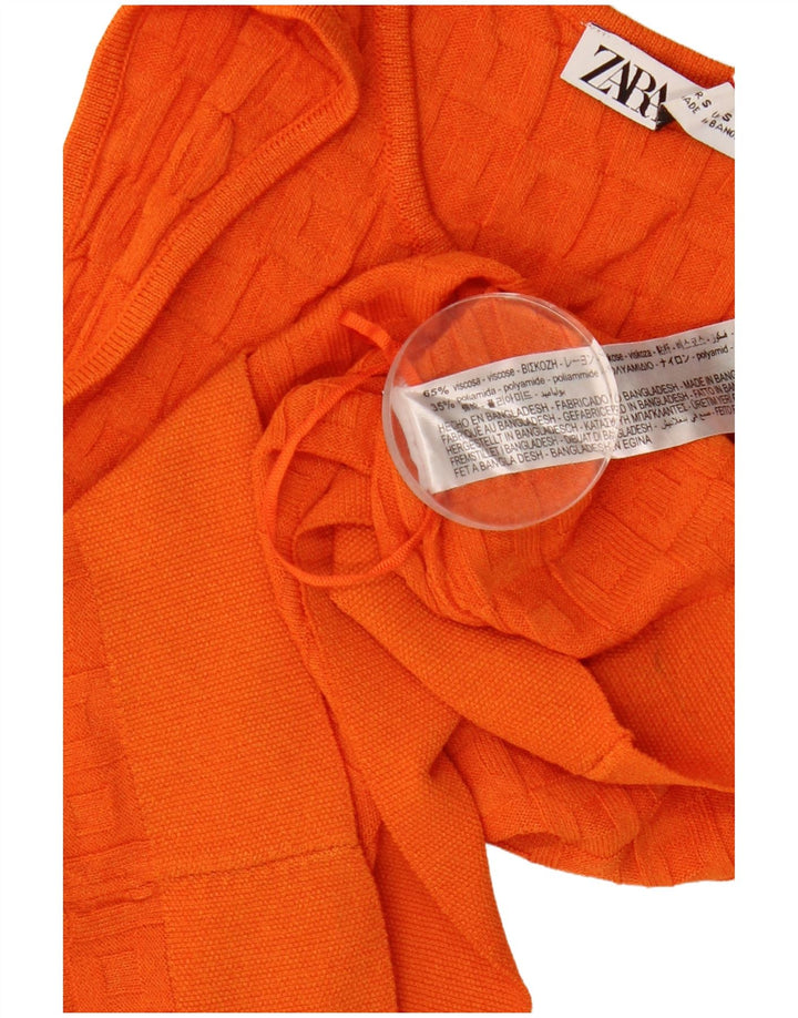 Zara Mujer Crop Vest Top UK 8 Small Naranja Viscosa