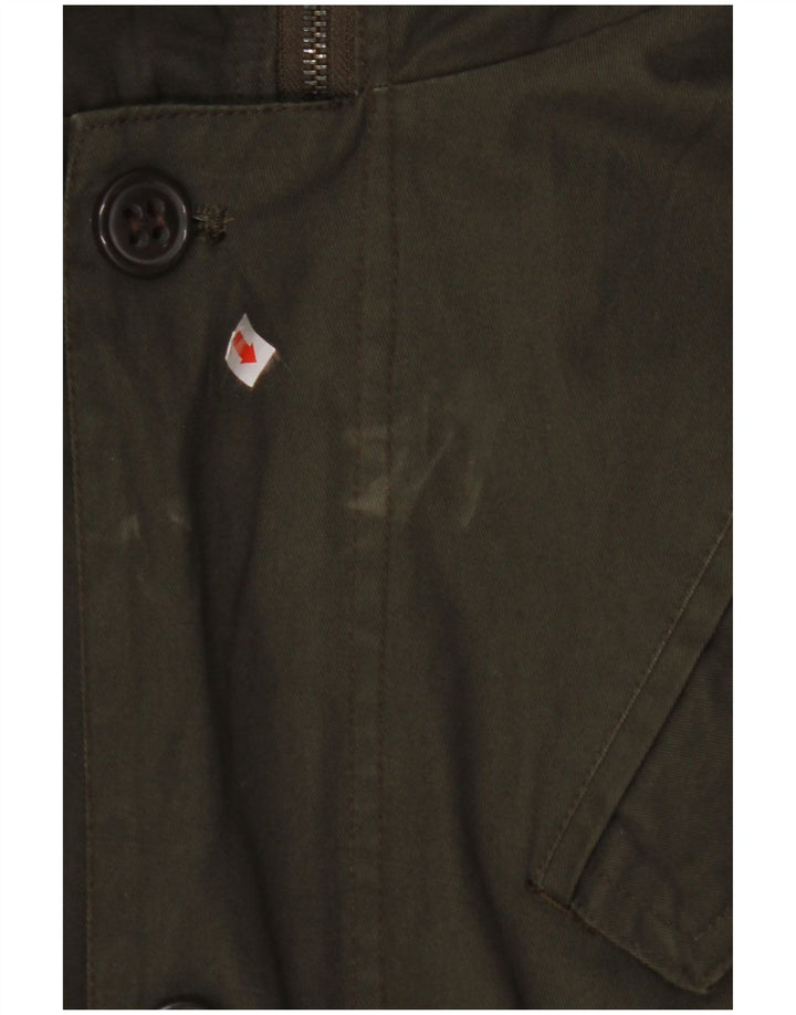 VINTAGE Chaqueta Parka con capucha para hombre Reino Unido 40 Algodón caqui grande