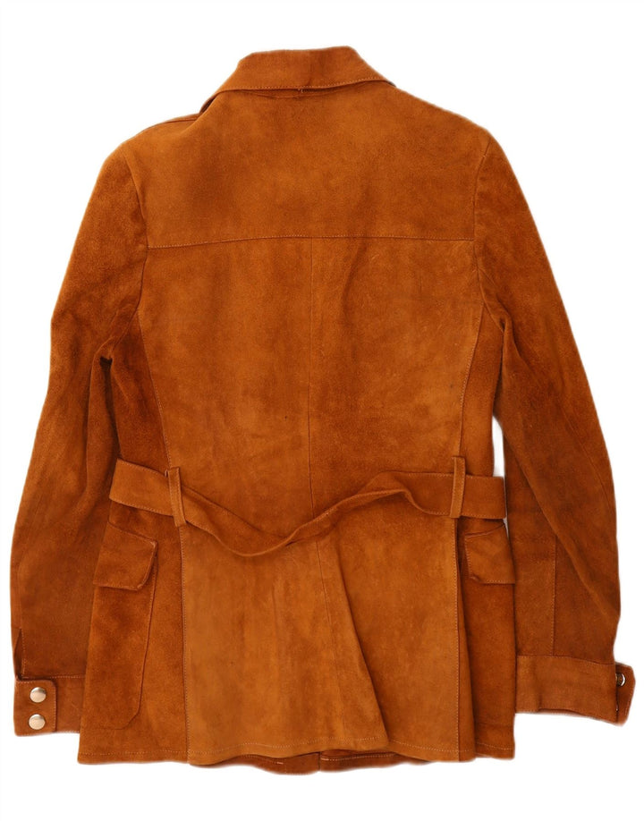 Vintage mujer ante chaqueta Reino Unido 10 pequeño marrón