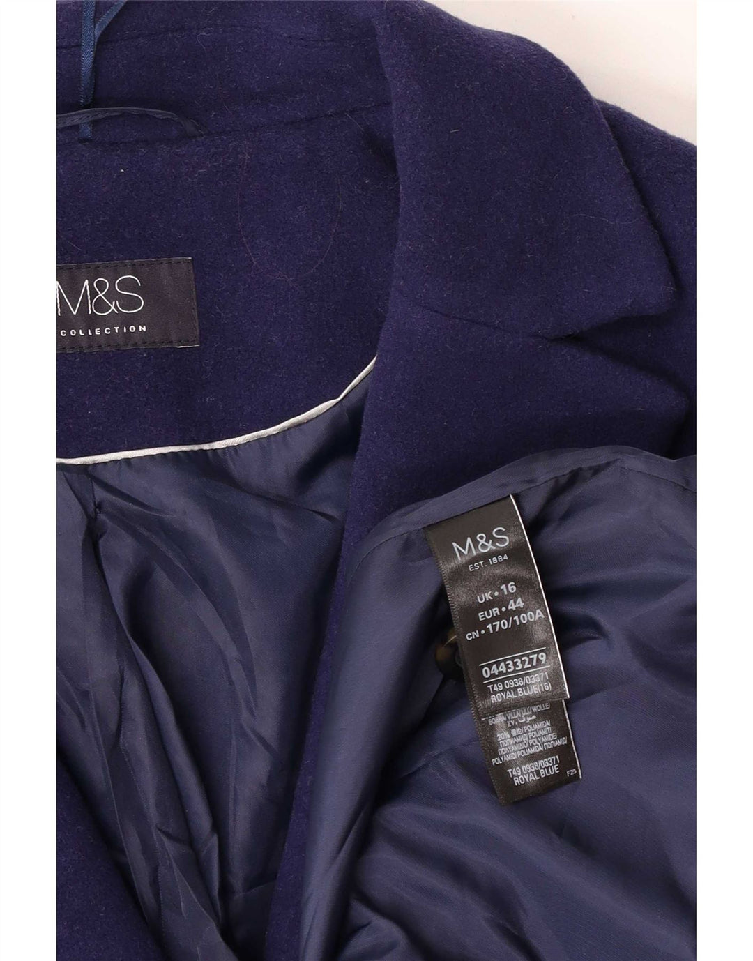 Marks & Spencer Abrigo extragrande para mujer Reino Unido 46 Lana azul grande