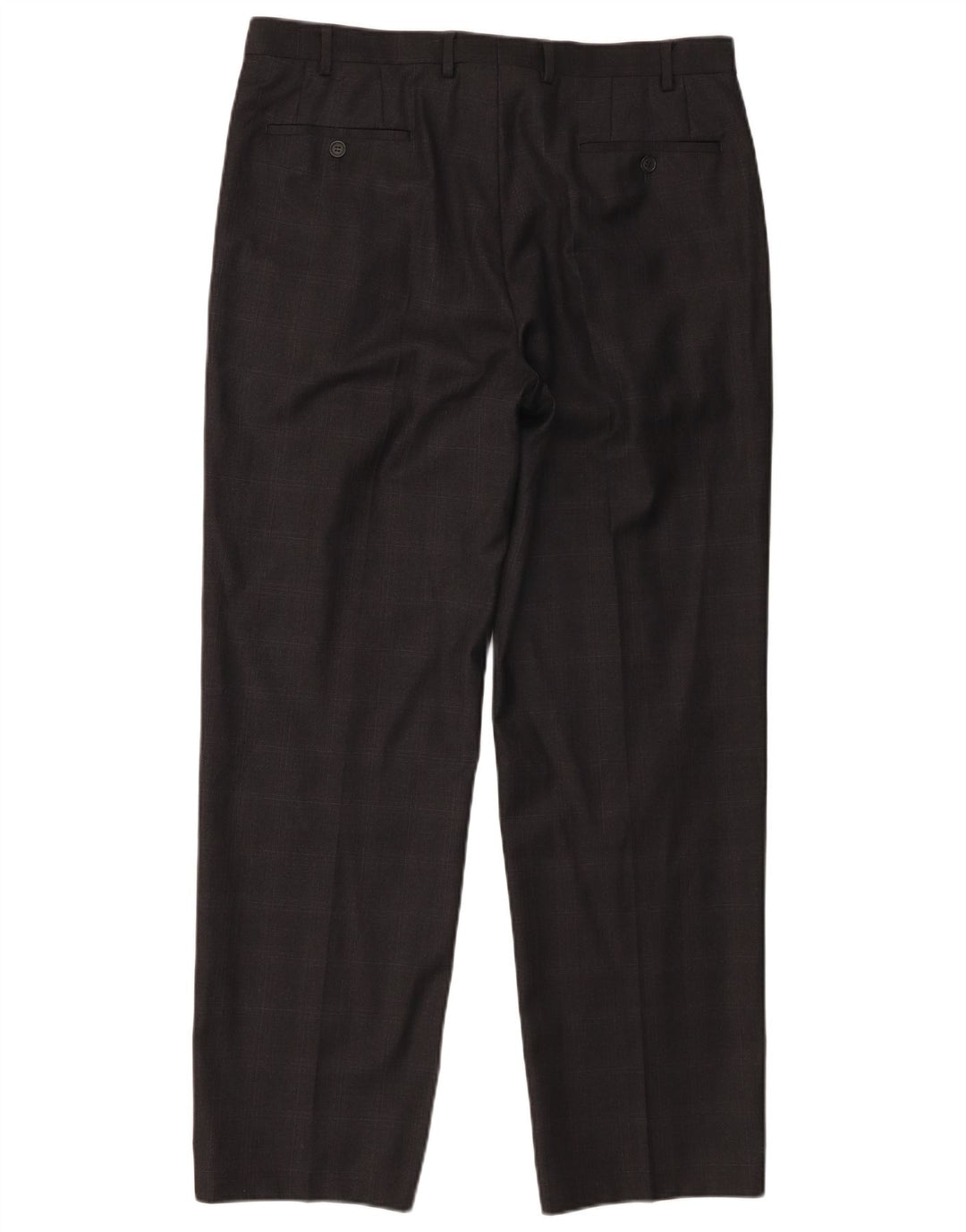 Marks & Spencer Pantalón de traje recto para hombre W36 L31 Lana virgen a cuadros grises