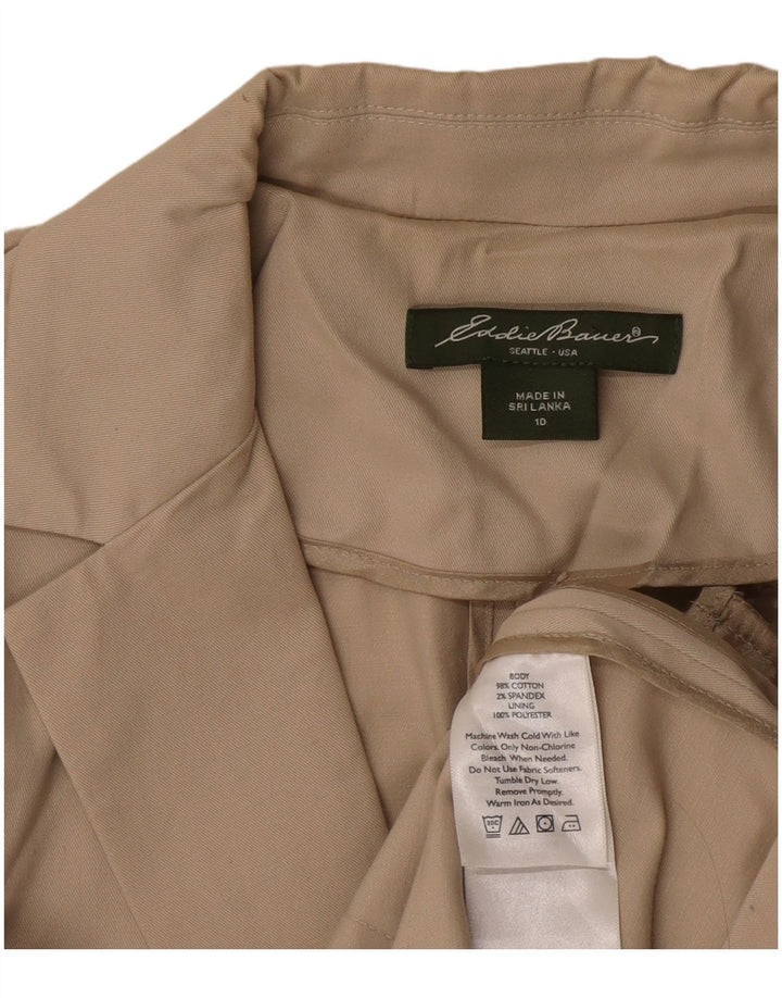 EDDIE BAUER Chaqueta tipo blazer de 2 botones para mujer US 10 Grande Algodón beige