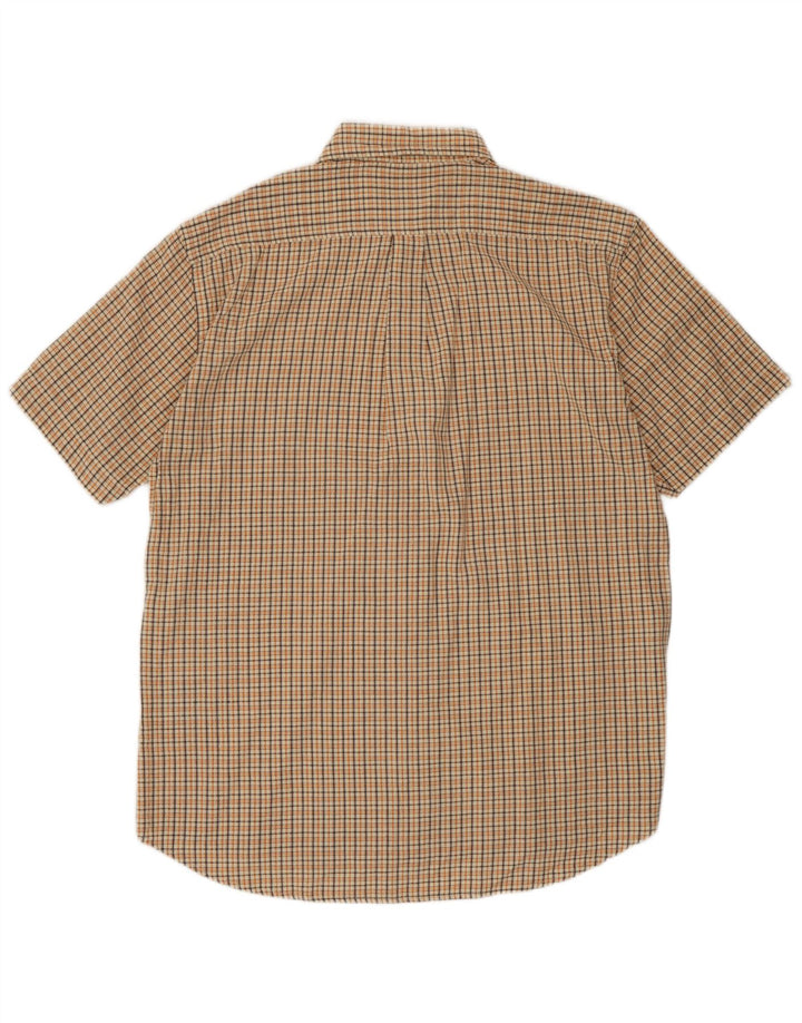 Kappa Hombre Camisa De Manga Corta Large Beige Check Cotton