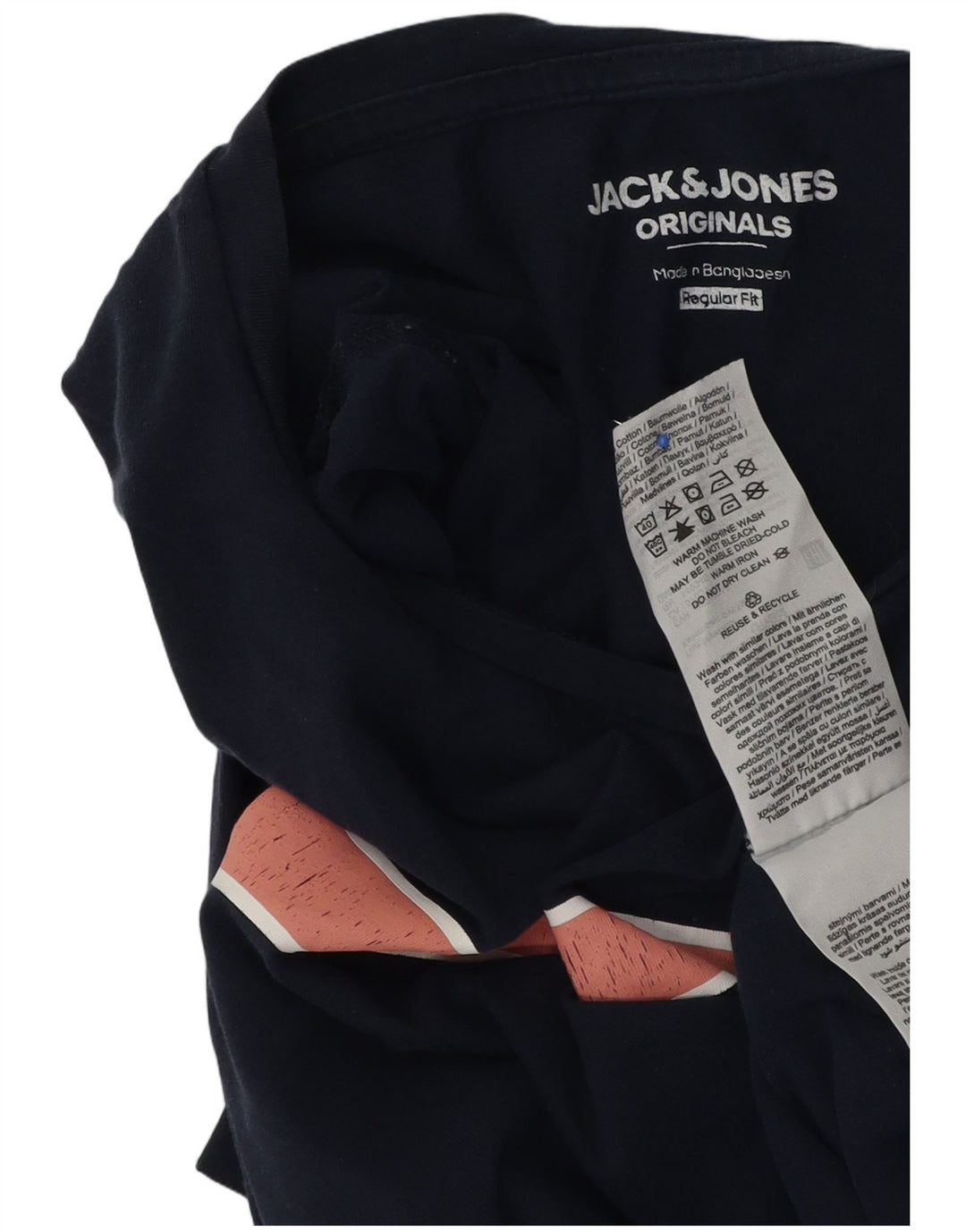 Jack & Jones Hombre Camiseta Gráfica Top Medium Azul Marino Colorblock