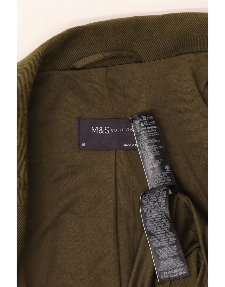 Marks & Spencer Chaqueta Blazer de 2 Botones para Mujer UK 18 XL Algodón Caqui