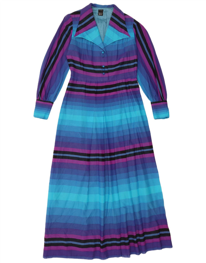 Barbara Vestido largo de manga larga para mujer UK 40 Pequeño multicolor a rayas