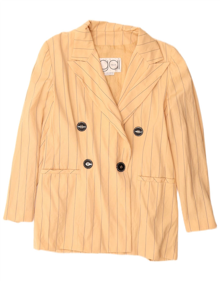 VINTAGE Chaqueta Blazer de doble botonadura para mujer Reino Unido 18 XL Beige Pinstripe