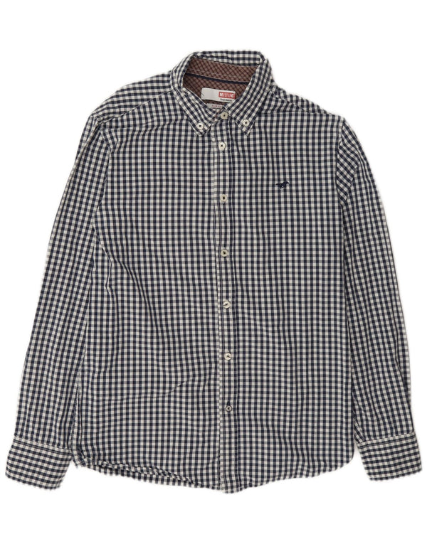 Mustang Camisa Slim Fit para Hombre Algodón Vichy Azul Marino Mediano
