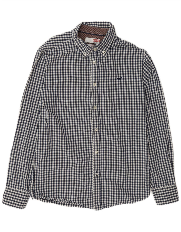 Mustang Camisa Slim Fit para Hombre Algodón Vichy Azul Marino Mediano