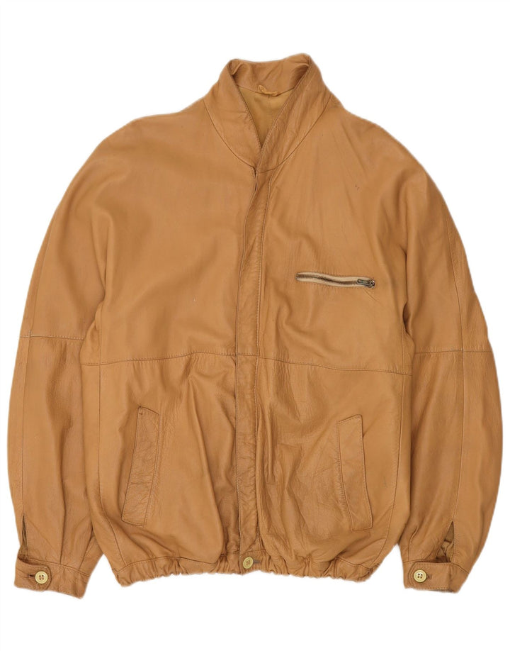 Essebi Chaqueta Bomber de Cuero para Hombre IT 56 3XL Cuero Beige