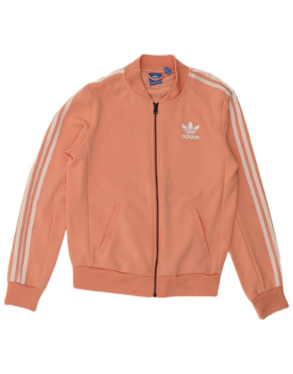 Adidas - Chaqueta de chándal gráfica para mujer, talla 8, poliéster rosa pequeño
